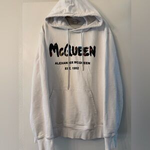 Alexander McQueen White Graffiti Logo Hoodie